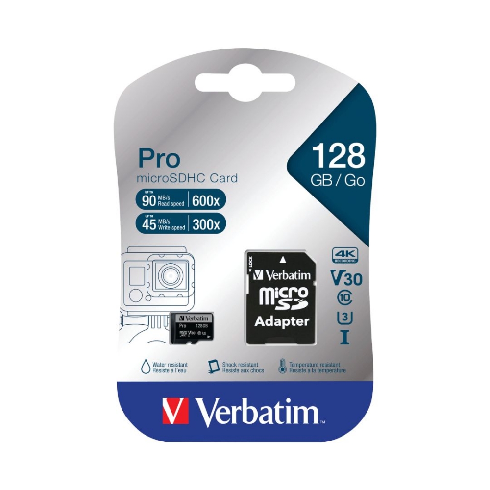Immagine di MEMORY CARD MICRO SD/TRANSFLASH 128GB VERBATIM CLASSE 10 U3 V30 47044