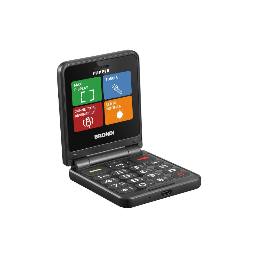 Picture of CELLULARE BRONDI FLIPPER DUOS BLACK METAL ITALIA