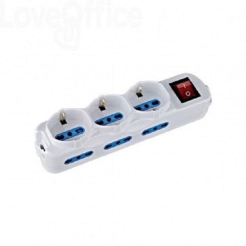 Picture of MULTIPRESA 9 PRESE CON PROTEZIONI E SPINA ITA - 6 ITA - 3 ITA+SCHUKO EWENT EW3928 BIANCO