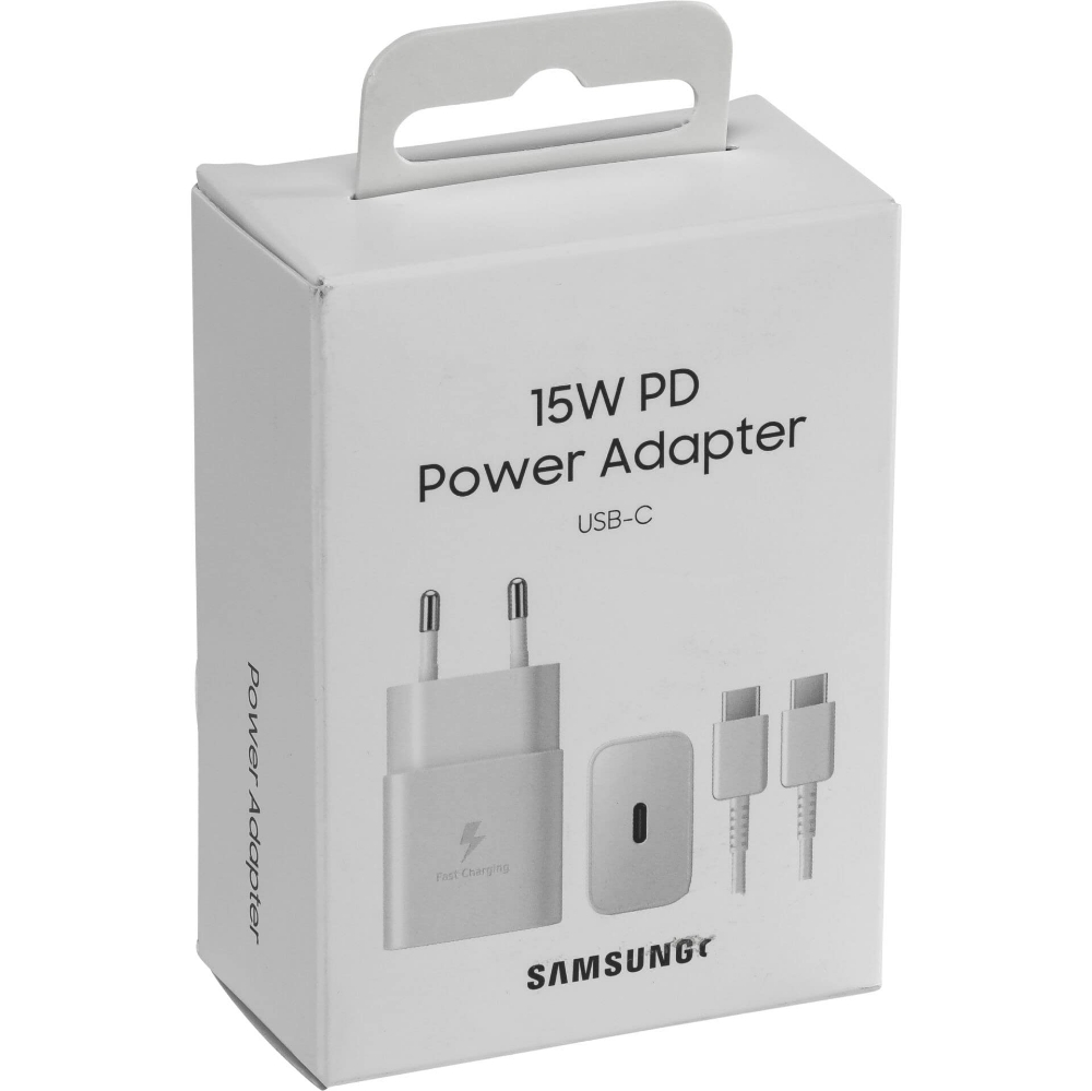 Immagine di CARICABATTERIA DA RETE SAMSUNG SUPER FAST CHARGING 15W USB-C EP-T1510XWEGEU + CAVO TYPE-C WHITE