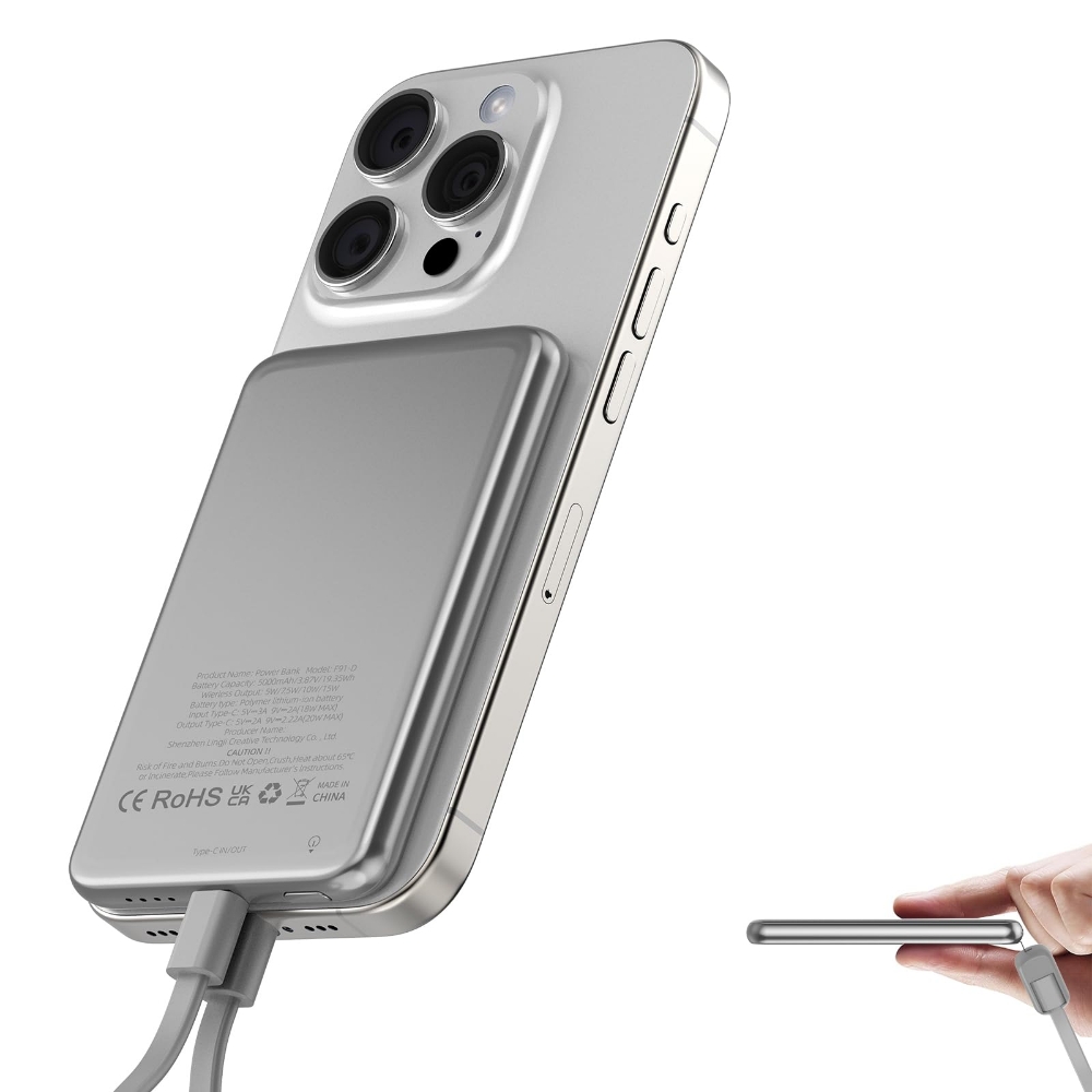 Immagine di POWER BANK PER SMARTPHONE ONYX MS1-5K 5000MAH MAGSAFE ARGENTO