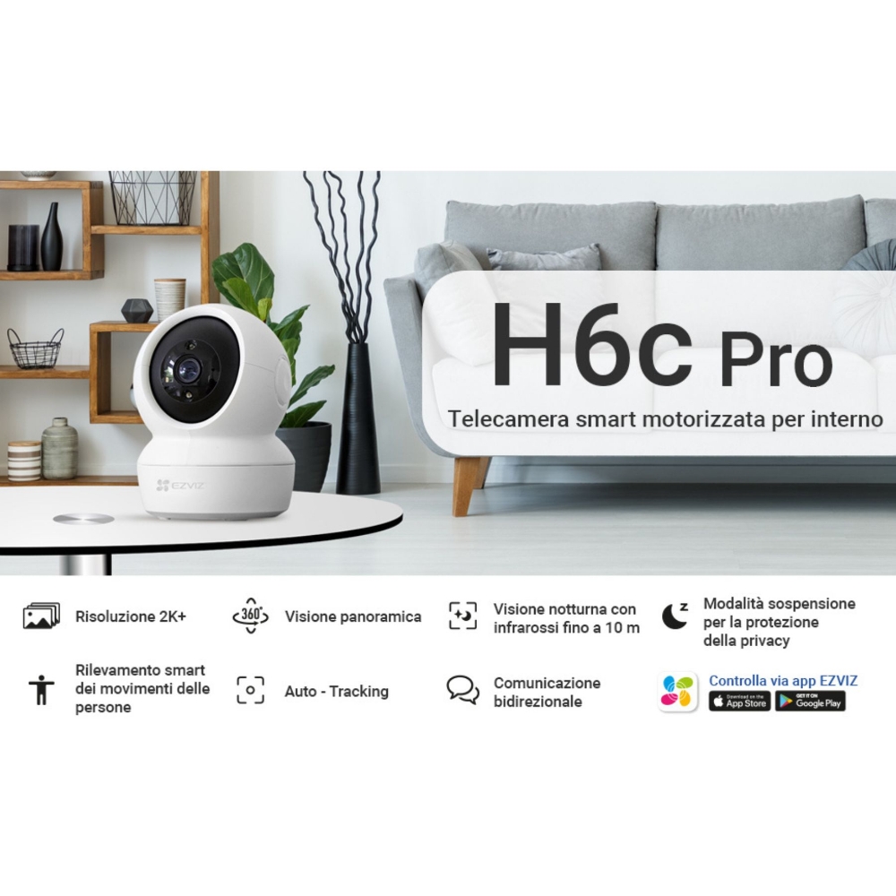 Immagine di TELECAMERA DI VIDEOSORVEGLIANZA DA INTERNO 1080 MOTORIZZATA EZVIZ CS-H6C