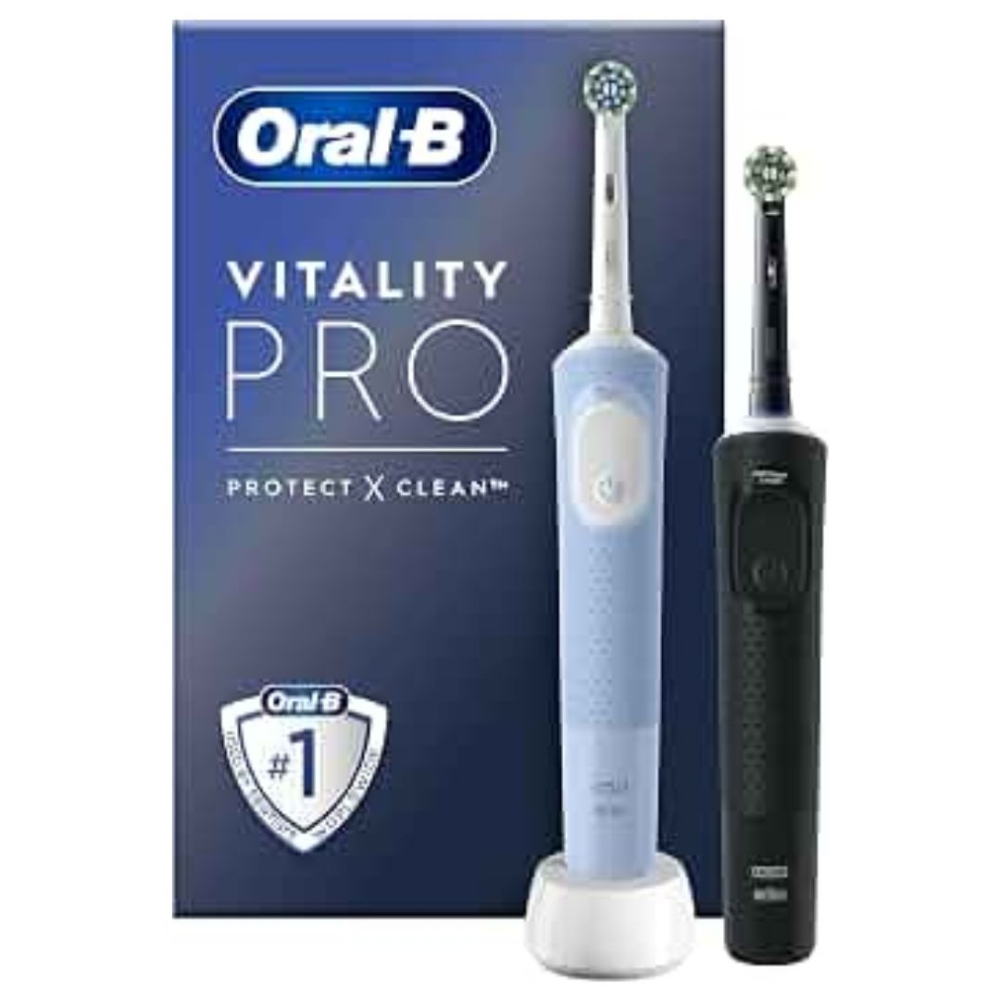 Immagine di SPAZZOLINO ELETTRICO BRAUN ORAL-B VITALITY PRO CONFEZIONE DA 2 BLACK BLUE
