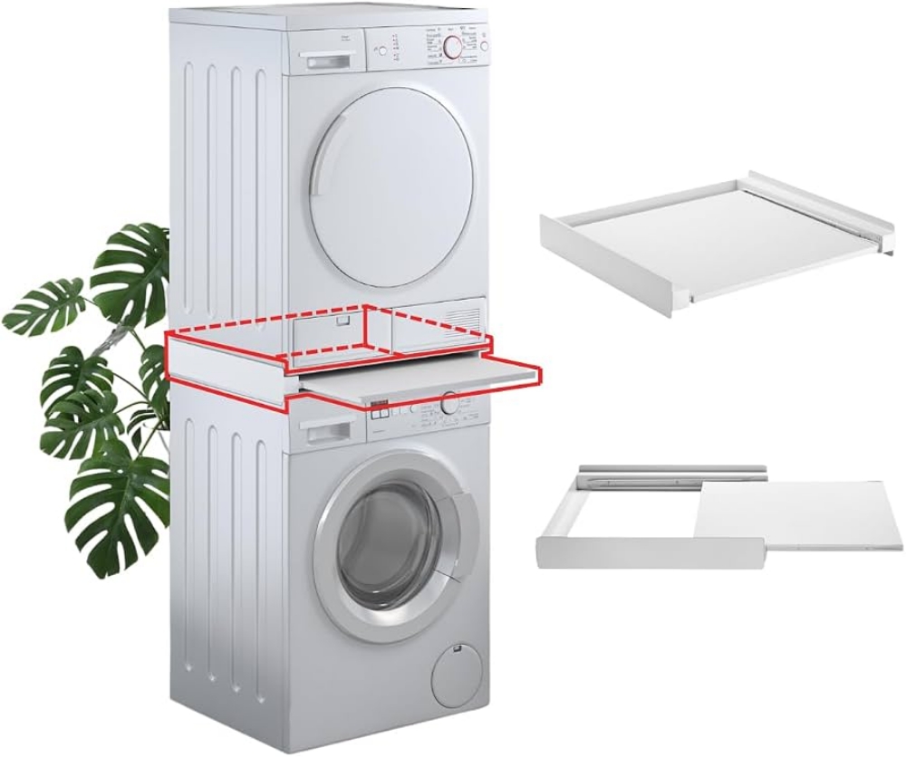 Immagine di SUPPORTO PER SOVRAPPORRE LAVATRICE ED ASCIUGATRICE CON RIPIANO ESTRAIBILE SUPERIOR SUPSLW001