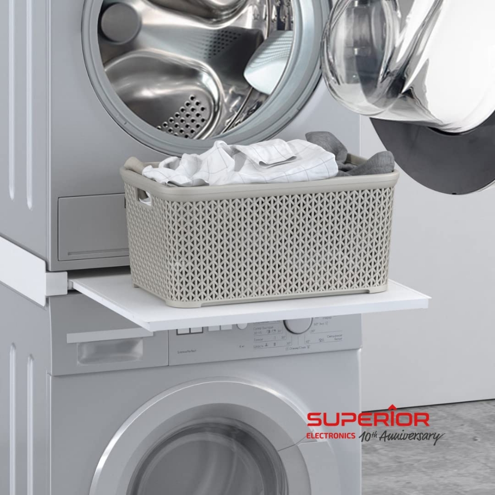 Immagine di SUPPORTO PER SOVRAPPORRE LAVATRICE ED ASCIUGATRICE CON RIPIANO ESTRAIBILE SUPERIOR SUPSLW001