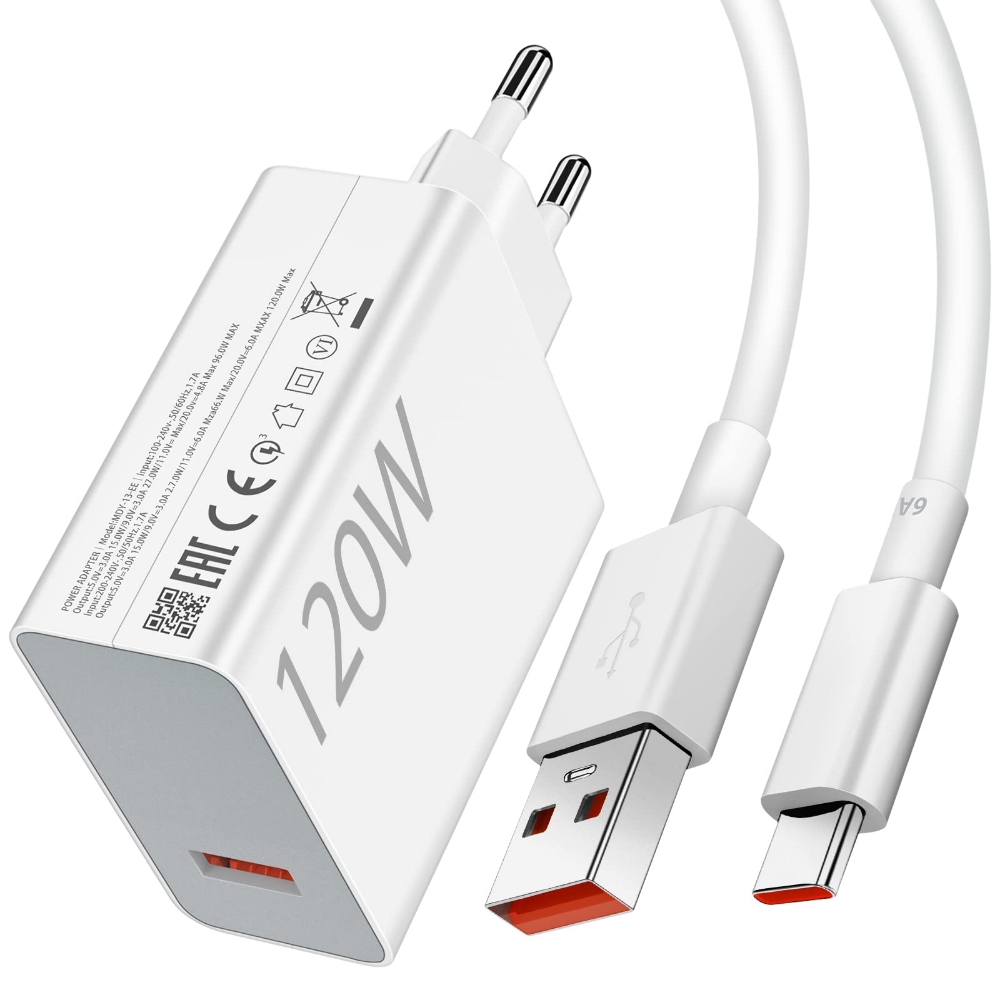 Immagine di CARICABATTERIA DA RETE 120W XIAOMI BHR9462EU USB-A + CAVO TYPE-C